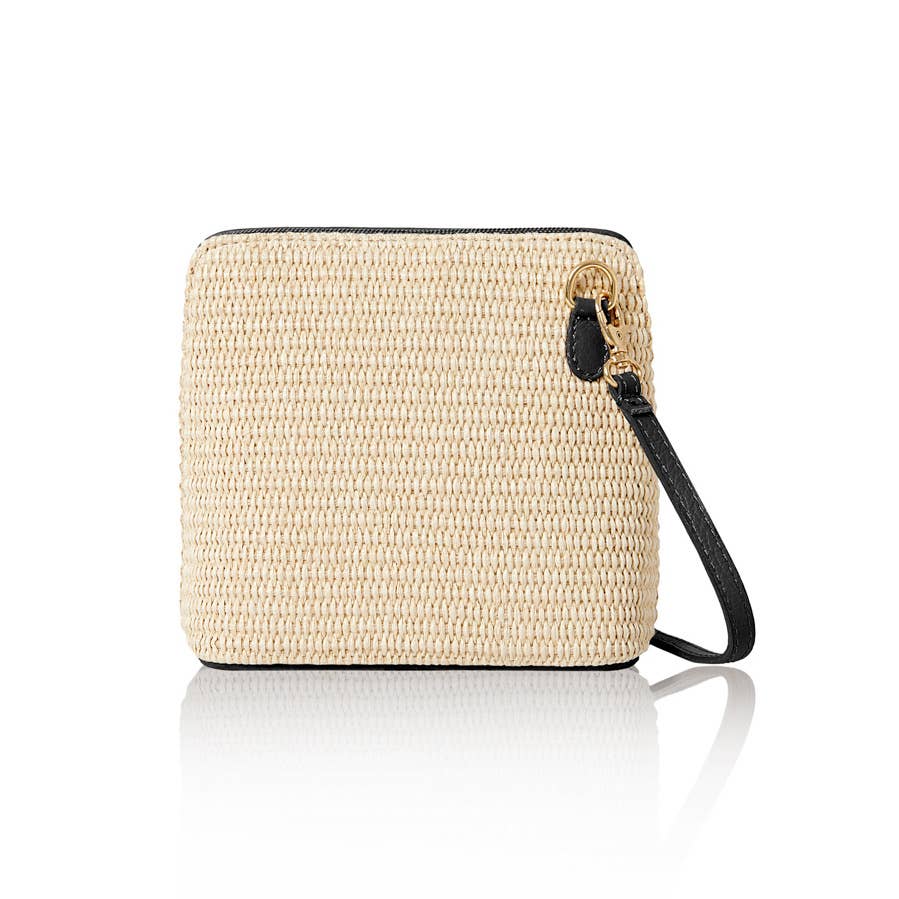 MONTTE DI JINNE - Vente Sac à bandoulière – femme - Petit sac bandoulière carré en raphia et cuir fait main en Italie0