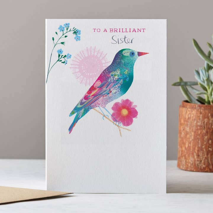 Brilliant Sister Card, Colourful Bird Card, Sister Blank for wholesale by I Drew This