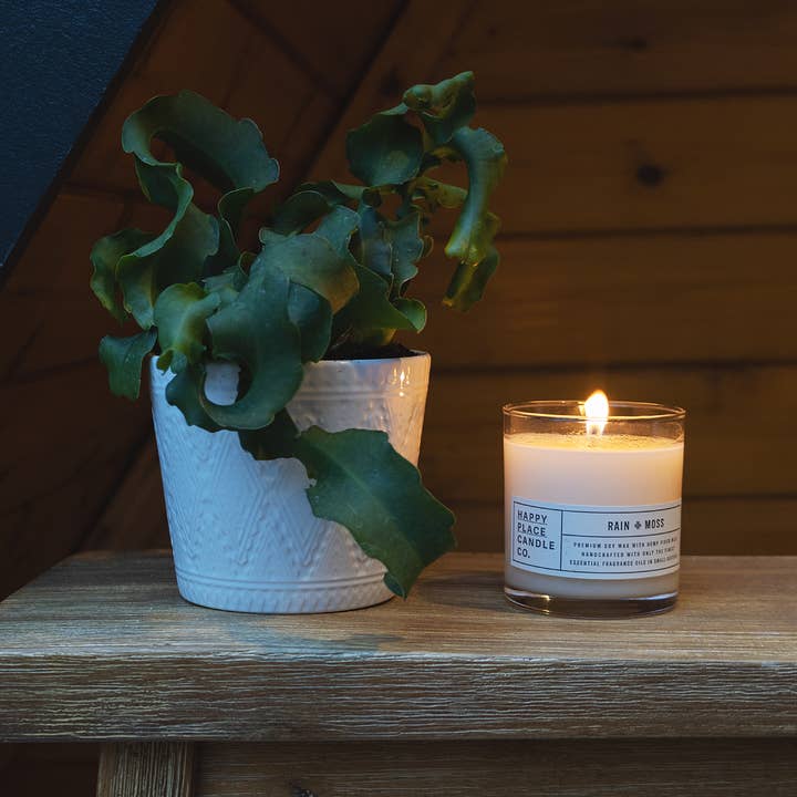Happy Place Candle Co. – wholesale Jar/filled candle – Rain + Moss 9oz Candle3
