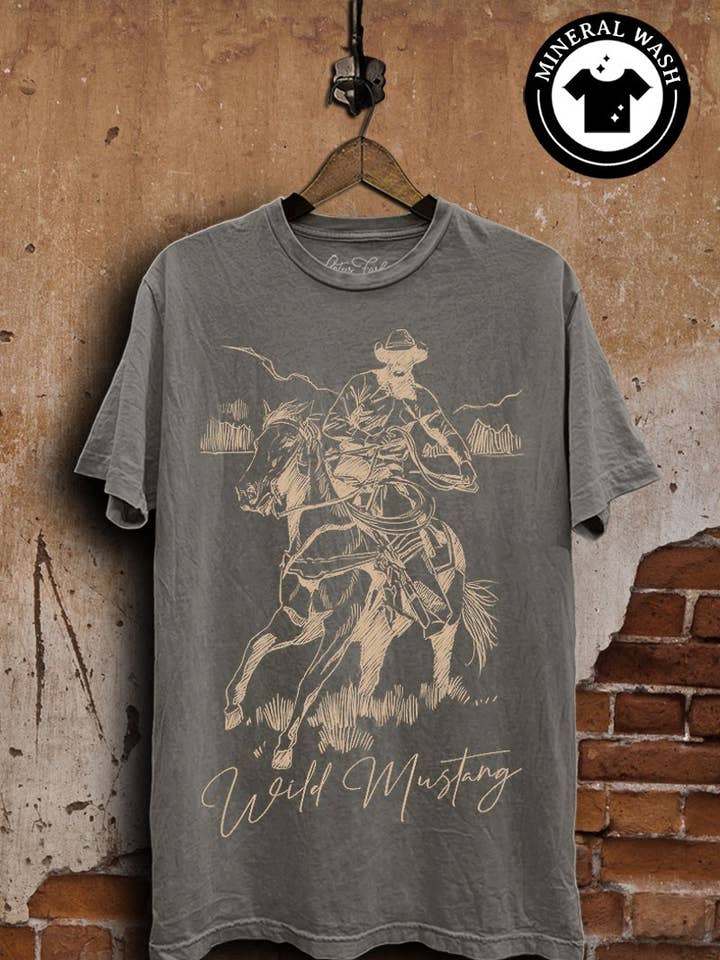 Wild Mustang Cowboy Graphic Top for wholesale by Lotus Fashion Collection