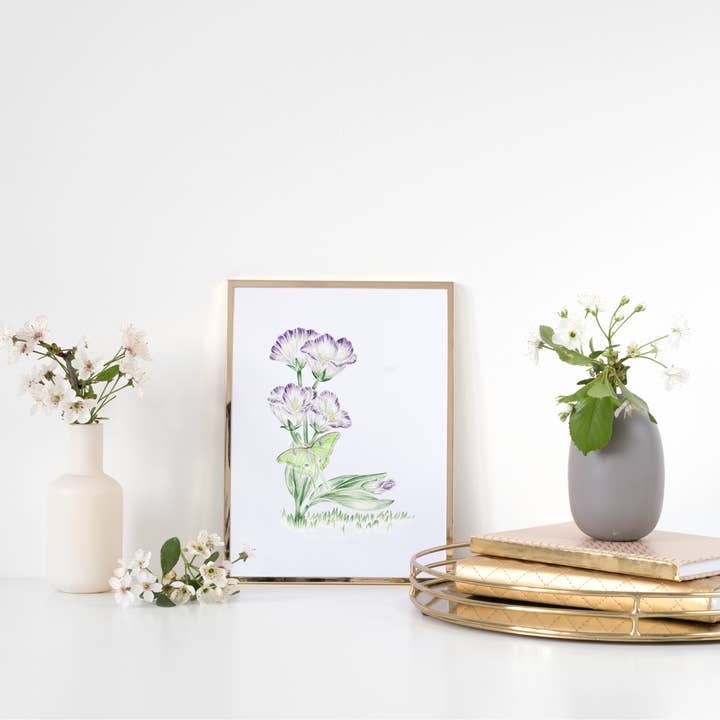 Erica Catherine Illustration - Wholesale Art print - Letter L Initial Floral Print