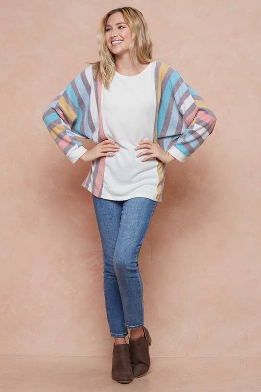 lovely melody – Großhandel Tunika – Damen – LMT2725-Komm zu Ende Multi Stripe Top2