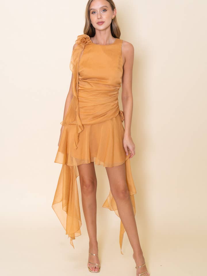 SLEEVELESS HIGH LOW SIDE MINI DRESS-DI10553FO for wholesale by Fore Collection