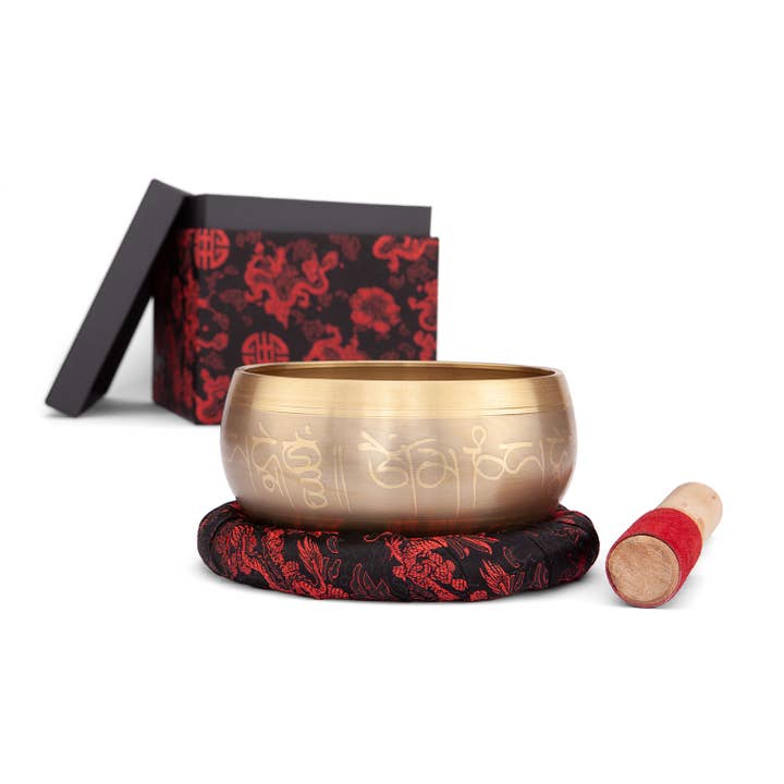 Bodynova - Vendita all'ingrosso Attrezzatura per meditazione - Campane tibetane indiane con decorazione a forma di tara in confezione regalo