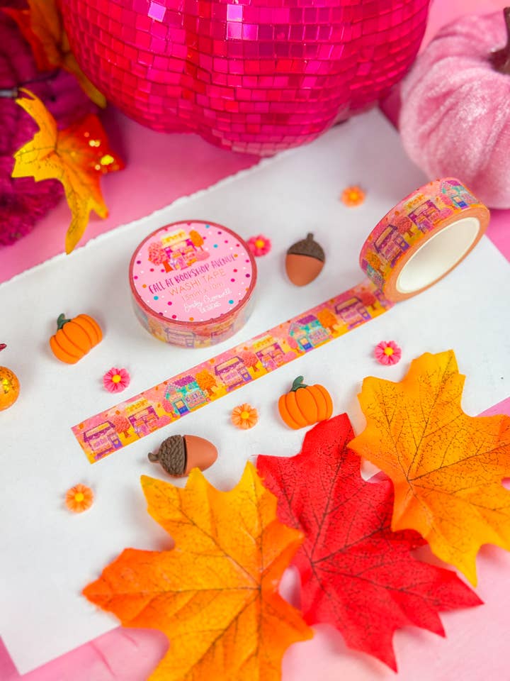 Fall at Bookshop Avenue Washi Tape for wholesale by Emily Cromwell Designs