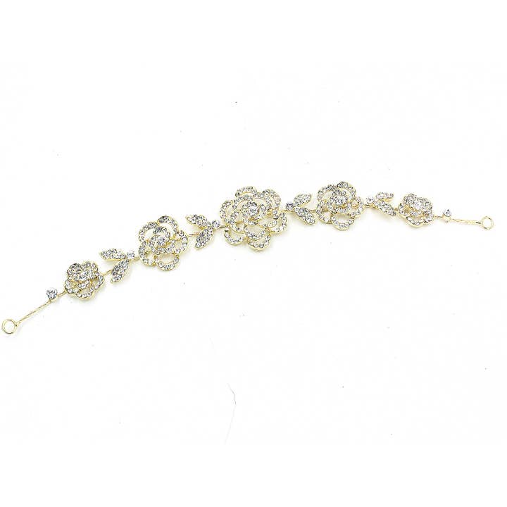 Diacly - Wholesale Hair Clip - Women's - Rose Detail Rhinestone Flexible Hair Deco Band