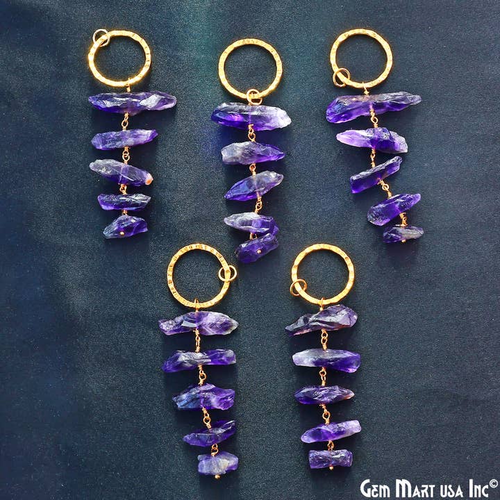 GemMartUSA - Vente Colliers à pendentif - Pierre Précieuse Brute Avec Attache Ronde en Or 67x26mm Pendante