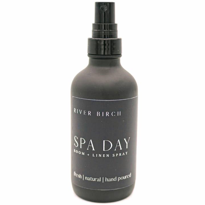 River Birch Candles - Wholesale Room & Linen Spray - Spa Day - 4 oz Black Glass Room + Linen Spray