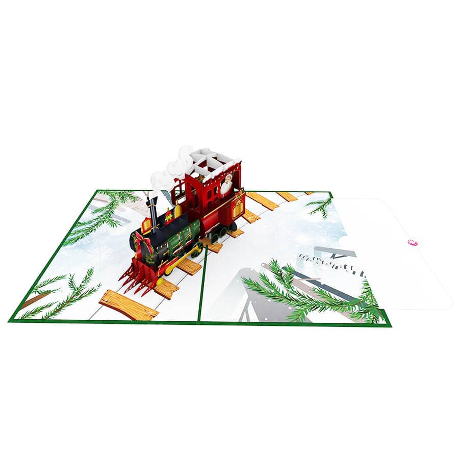 Unipop Cards, LLC – Großhandel Weihnachtskarte – Pop-Up-Karte mit Weihnachtszug — Bär- und Pinguin-Popup-Karte — Weihnachts-Aufklappkarte6