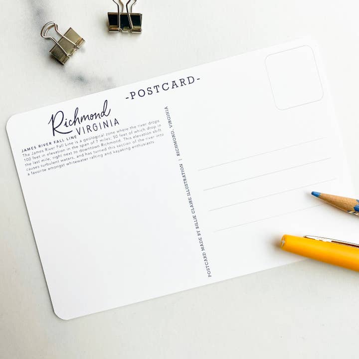 Billie Claire Illustration (Handmade) - Wholesale Postcard - Postcard - Richmond, Virginia - The James River Fall Line2