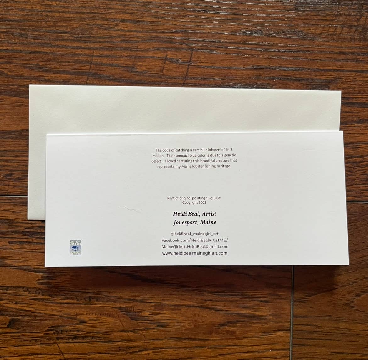 Maine Girl Art - Wholesale Everyday Greeting Card - Big Blue lobster fine art blank greeting card Maine1