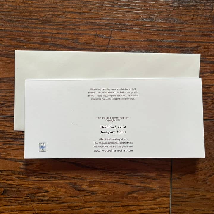 Maine Girl Art - Wholesale Everyday Greeting Card - Big Blue lobster fine art blank greeting card Maine1