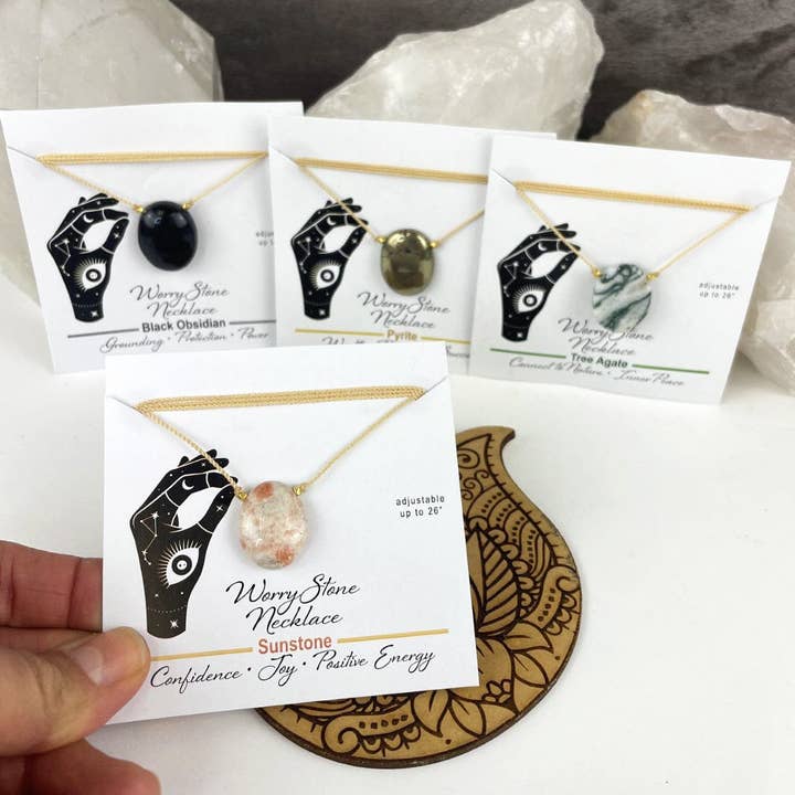 Rock Paradise - Wholesale Pendant/charm necklace - Worry Stone Necklace on Cord - Crystal Thumb Stone - Adjusta21