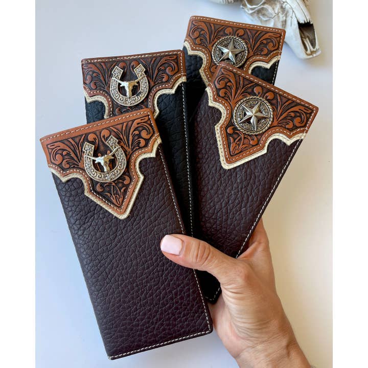 Boho Ranch Shop - Wholesale Wallet - Women's - Bifold Wallet Genuine Tooled Leather Bi-Fold Wallet