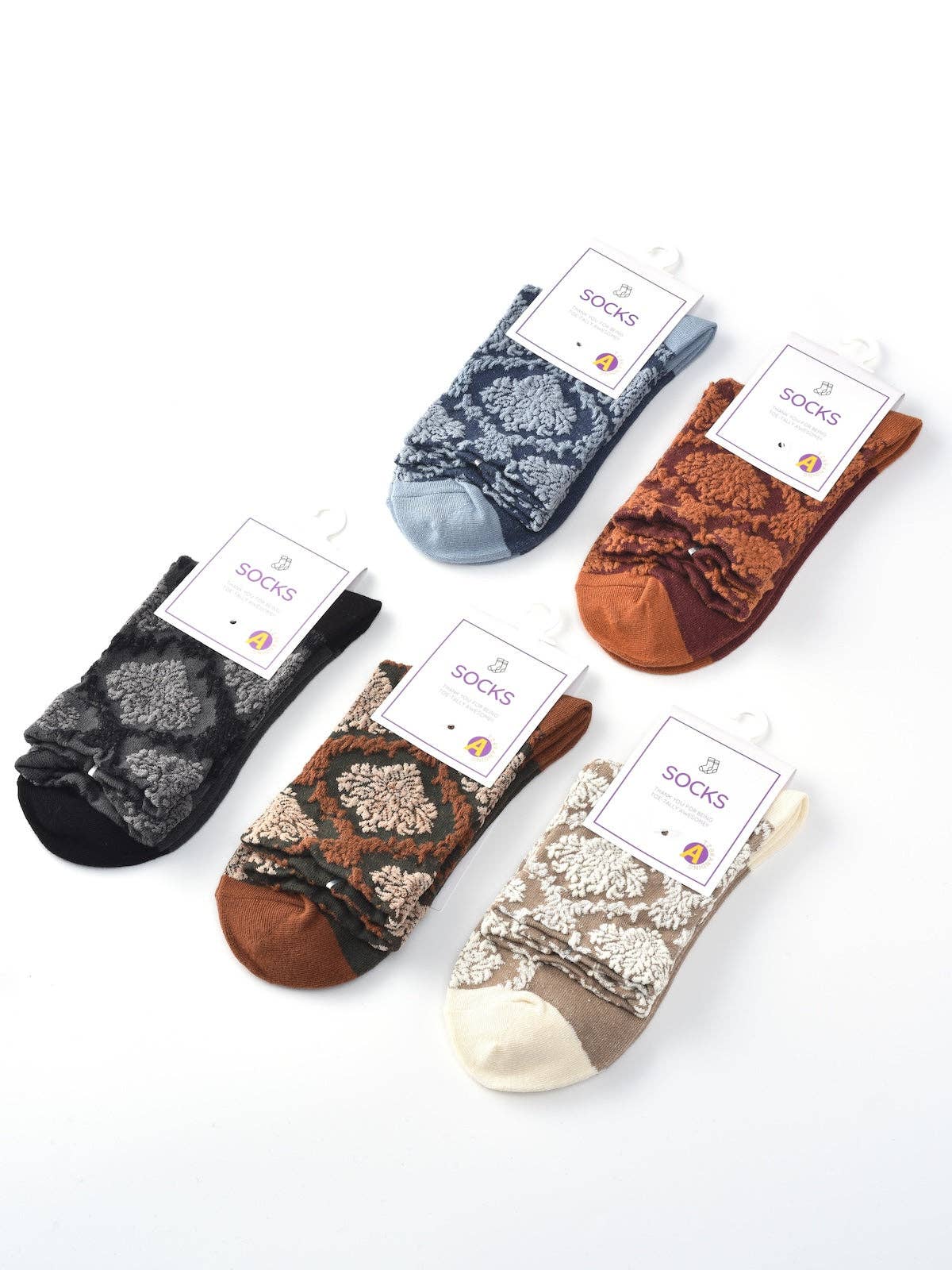 Funkyrel® Atzbranding Limited - Wholesale Socks - Women's - Rufia – Capsule Textured Jacquard Crew Socks7