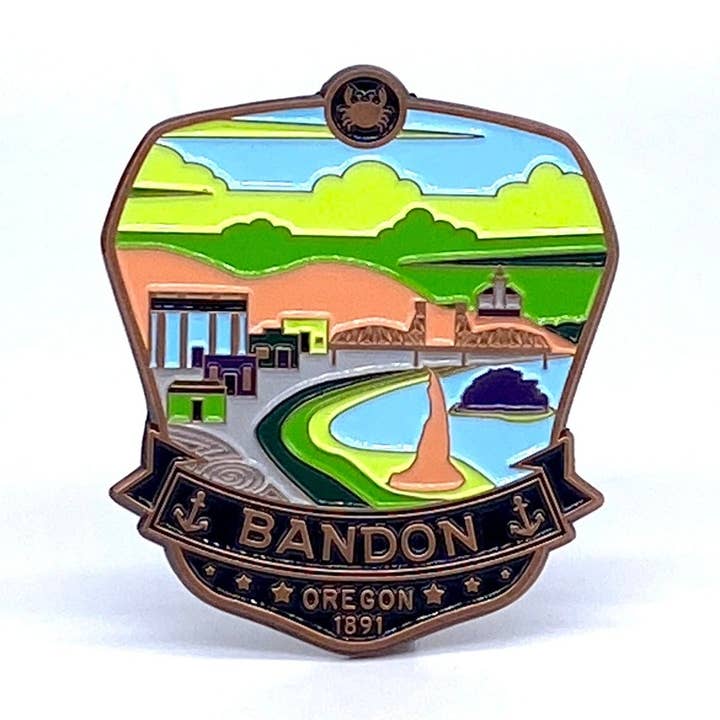 Bandon Oregon - Aimant en émail pour la vente par Landmarks Unlimited