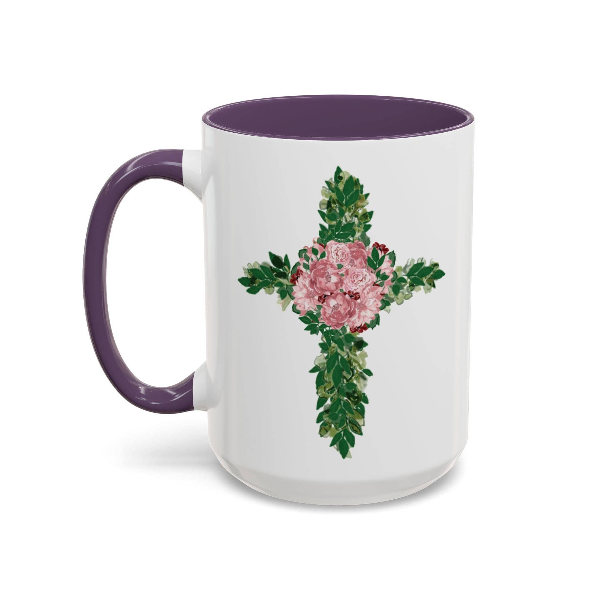 Blue Cava - Wholesale Coffee Mug - Floral Cross Two Tone  Coffee Mugs, 11 oz. 15