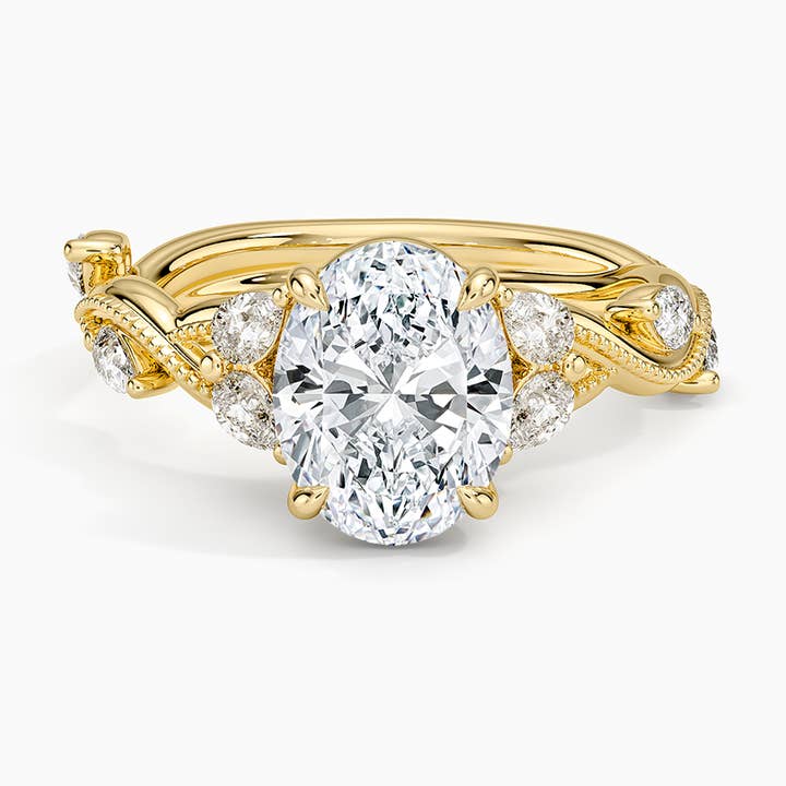 Vine Twist Milgrain Oval Lab Grown Diamond Center Engagement Ring for wholesale by Caratina