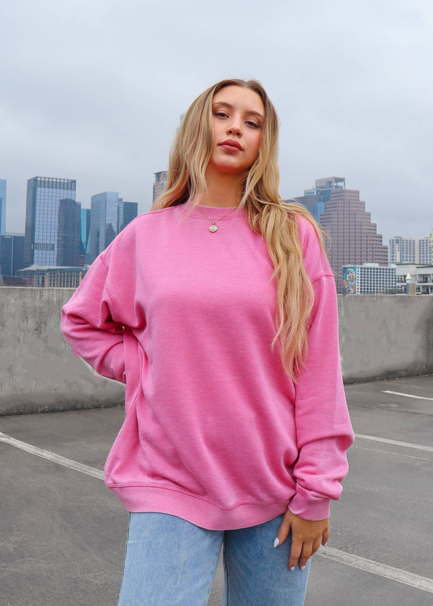 Campus Crew Sweatshirt in Bubblegum for wholesale on Faire1