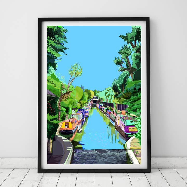 Little Venice, Maida Vale, West London Illustration Print for wholesale by Tomartacus
