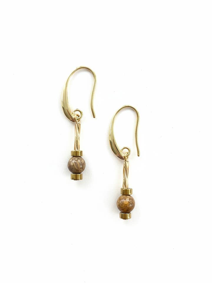 BDLE08 -Maifan & Hematite Drop Earrings for wholesale by Gist Jewellery