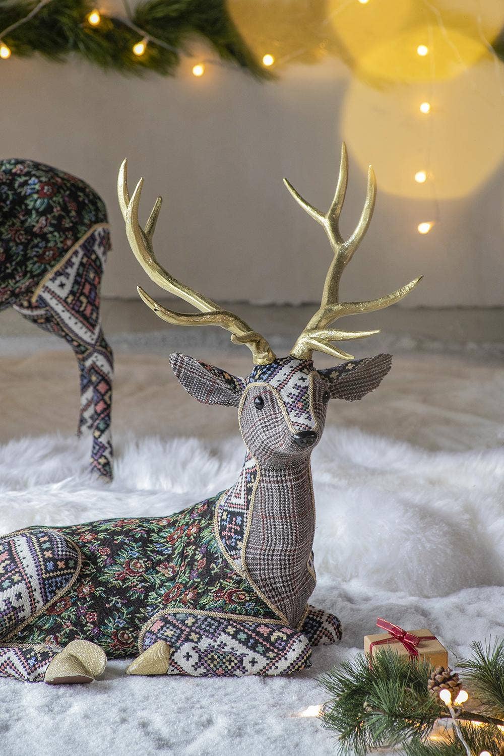 A&B Home Group Inc. - Wholesale Christmas Decoration - 22.5x13.8x23.5" Luxe Lounging Velvet Deer Figurine2