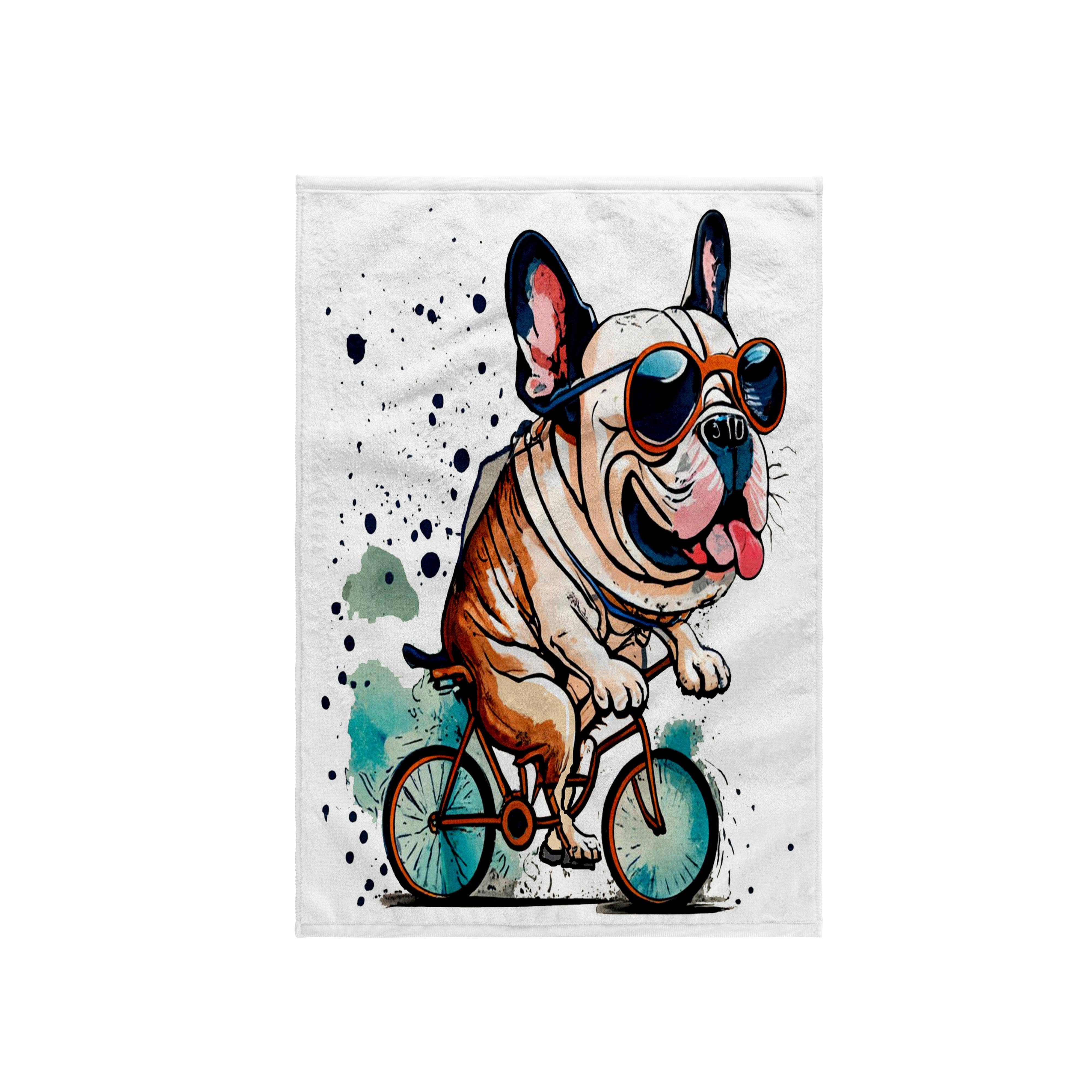 3dRose - Wholesale Bath Towel - 3dRose, Funny Cute French Bulldog Dog Riding Bicycle Bike Design, Towel0