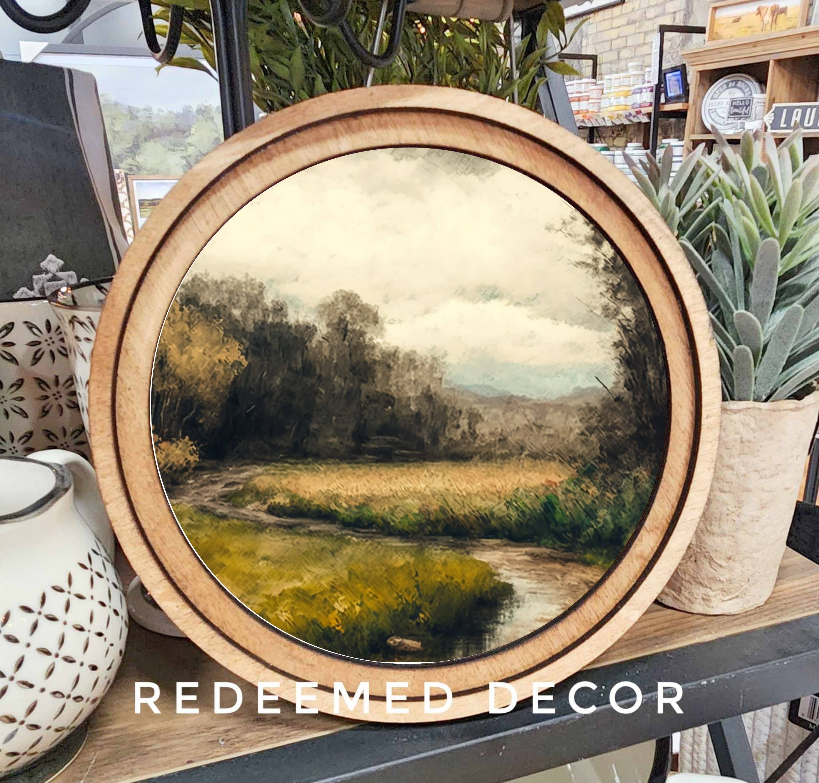 Redeemed Decor - Wholesale Art Print - 8" Round Moody Dirt Road Art