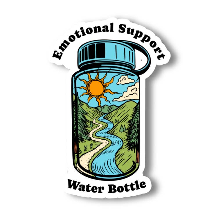 Emotional Support Water Bottle 3" & 2" Vinyl Sticker for wholesale by National Parks and Beyond