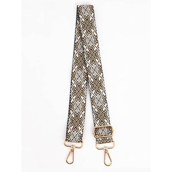 Sarta Accessories – Engroshandel Taskerem - Dame – Gerry Vævet Taskerem - Sort/Guld, Jacquard1