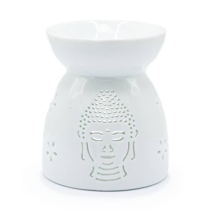 Oil Burner Buddha Cut Out- White for wholesale by Ancient Wisdom