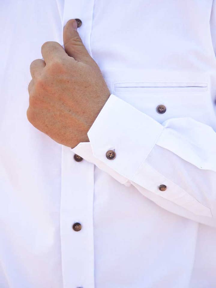 Lee Valley Ireland - Wholesale Button Down Shirt - Men's - Grandfather Shirt Comfort Cotton Optic White (FL43)4