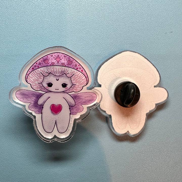 Spilla in acrilico Fata dei Funghi del Giardino della Foresta per la vendita all'ingrosso da parte di Angelic Angel Gifts