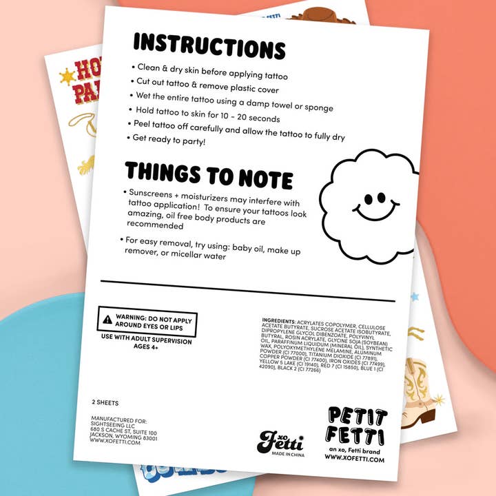 Petit Fetti - Wholesale Temporary Tattoo - Kids - Wild Wild West Tats - 52 foil temporary tattoos4