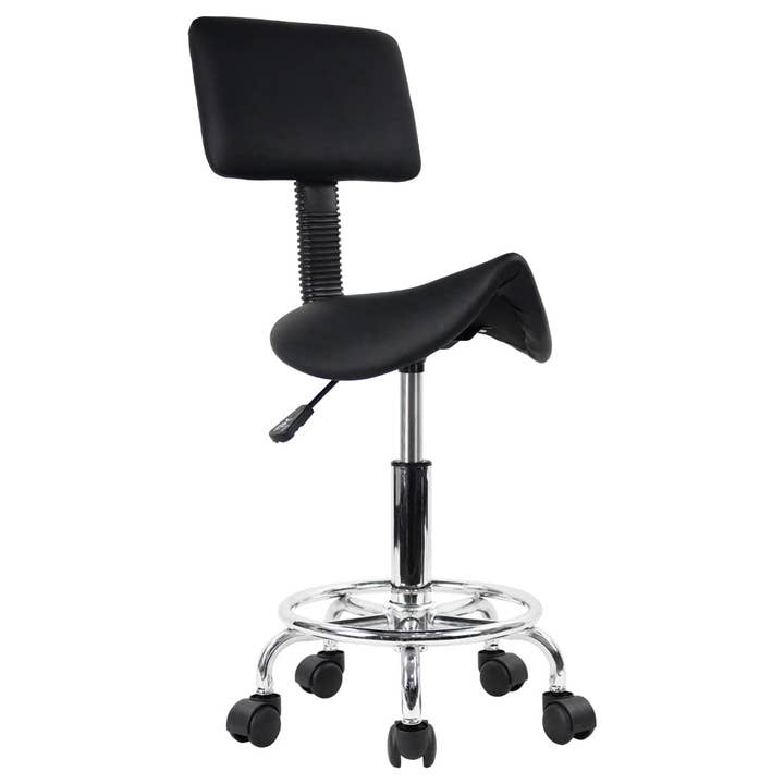 KKTONER Saddle Stool with Foot Rest PU Leather Swivel Adjustable Rolling Stools with Back Support Facial Salon Chair for wholesale by KKTONER