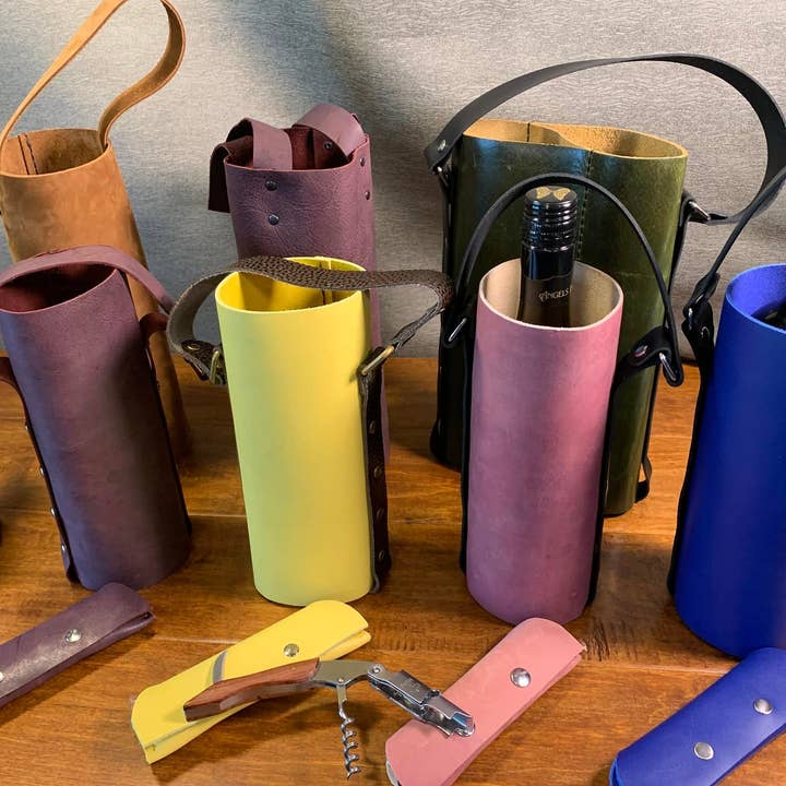 Strap Wine Tygväska v1 - Enkel flaska 750 ml för wholesale av Iron Angel Leather