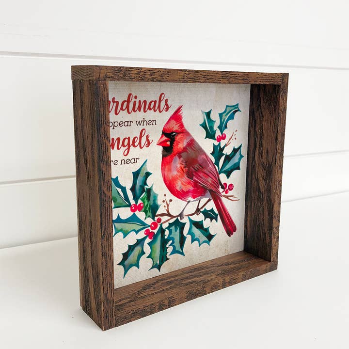 Hangout Home – wholesale Väggskylt – Kardinaler dyker upp när änglar är nära - röd kardinalduk 1