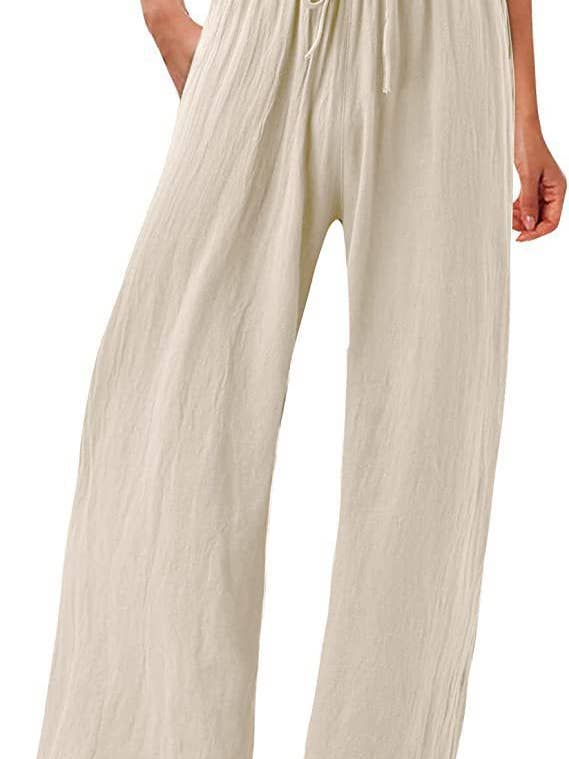 Lily Clothing - Wholesale Pants - Women's - Solid-colored cotton linen loose wide-leg pants12