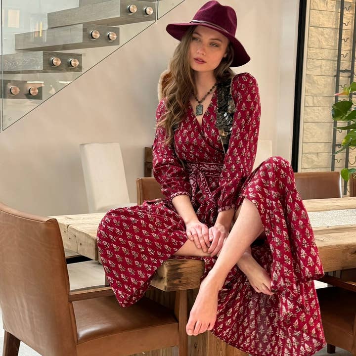 The Fox and The Mermaid - Wholesale Dress - Women's - Block Printed Wrap Dress (Neesha)