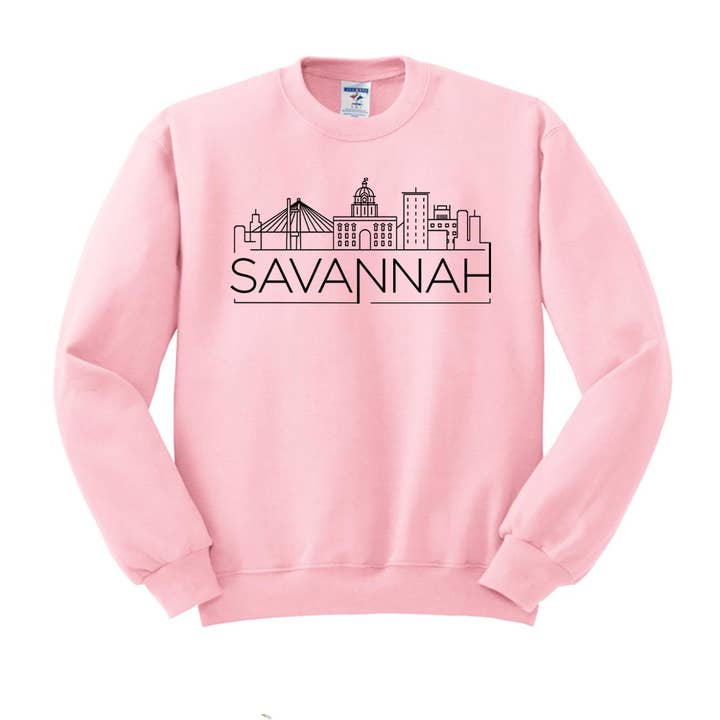 Lucky Luna Apparel - Wholesale Graphic Sweatshirt - Women's - Skyline Savannah Georgia Crewneck Sweatshirt
