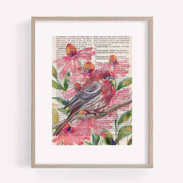 Husfinke Blandet Medie Fugletryk for engroshandel hos Marydean Draws