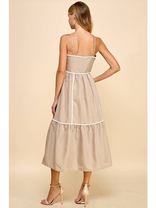 TCEC - Wholesale Dress - Women's - CD05019-Fit and Flare Spaghetti Strap Midi Dress