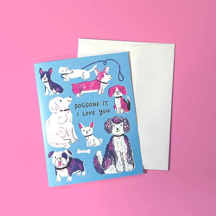 Doggone It I Love You | Dog Lovers I Love You Greeting Card for wholesale by Katie Turner Illustration