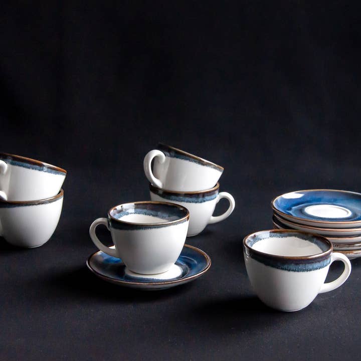 Porcelain Tea Cup with Saucer SET of 6 for wholesale by House Of Aten