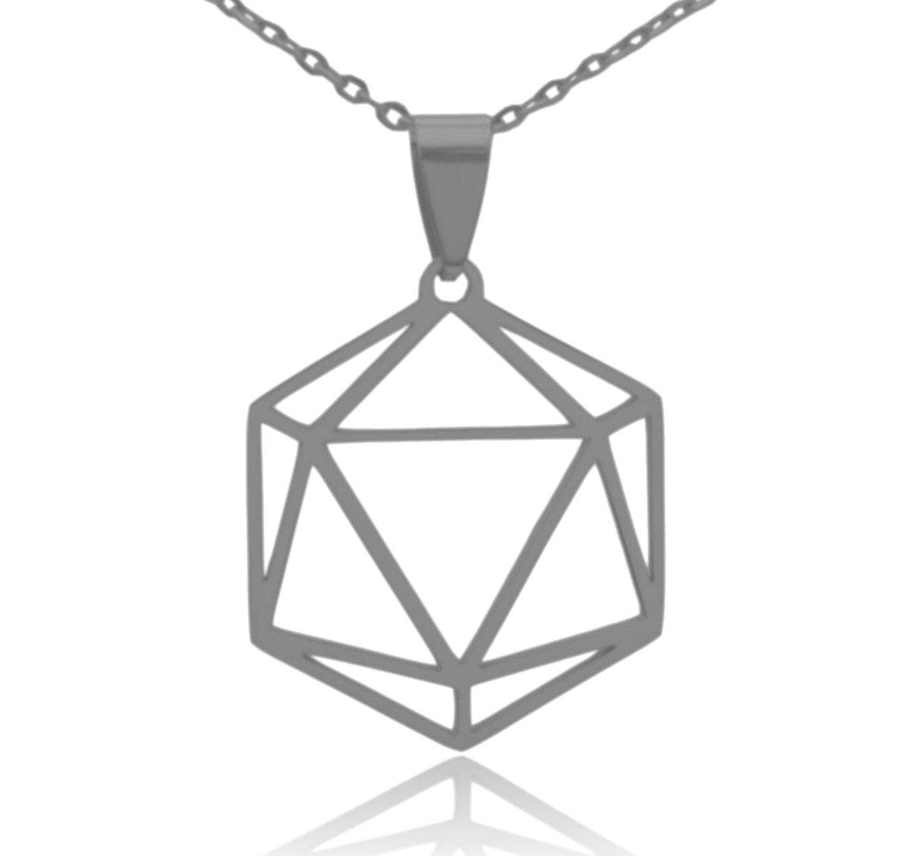 Clayton Jewelry Labs - Wholesale Pendant/Charm Necklace - D20 Dice Silhouette Icosahedron Stainless Steel Necklace9