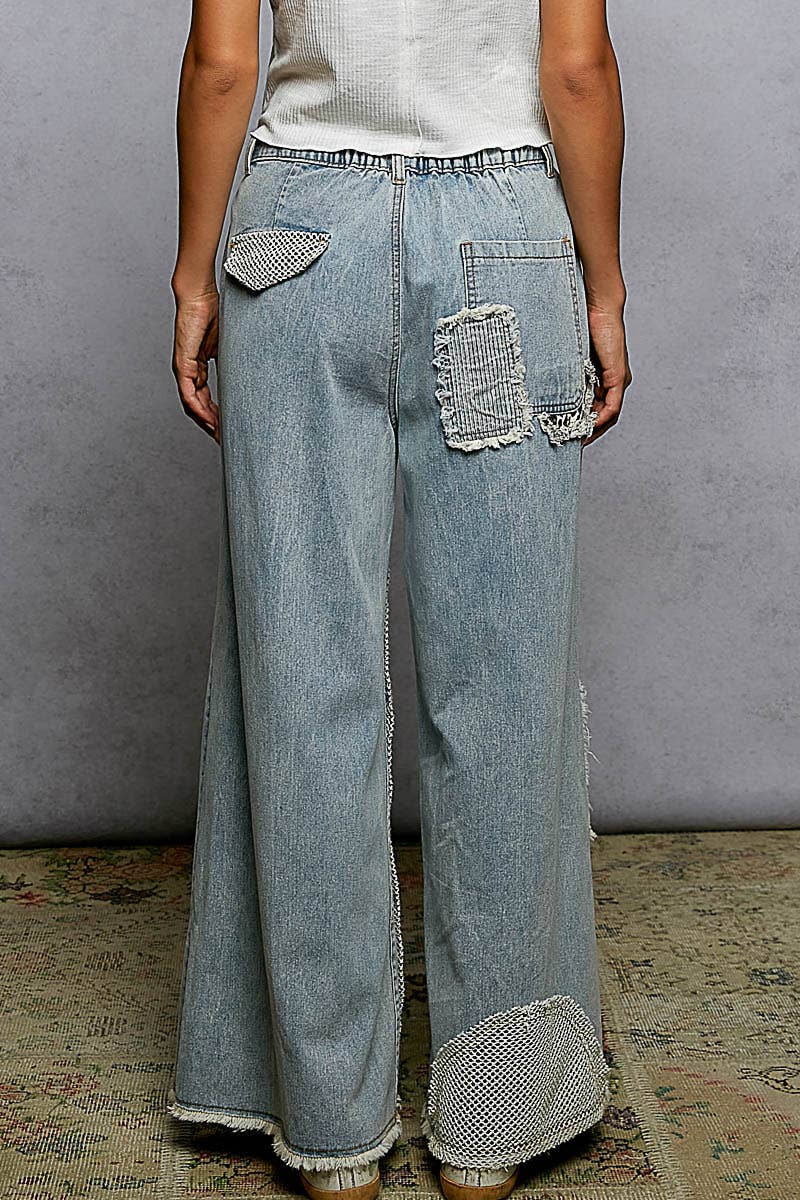 Pol Clothing - Wholesale Pants - Women's - Contrast floral twill front snap-button pants18