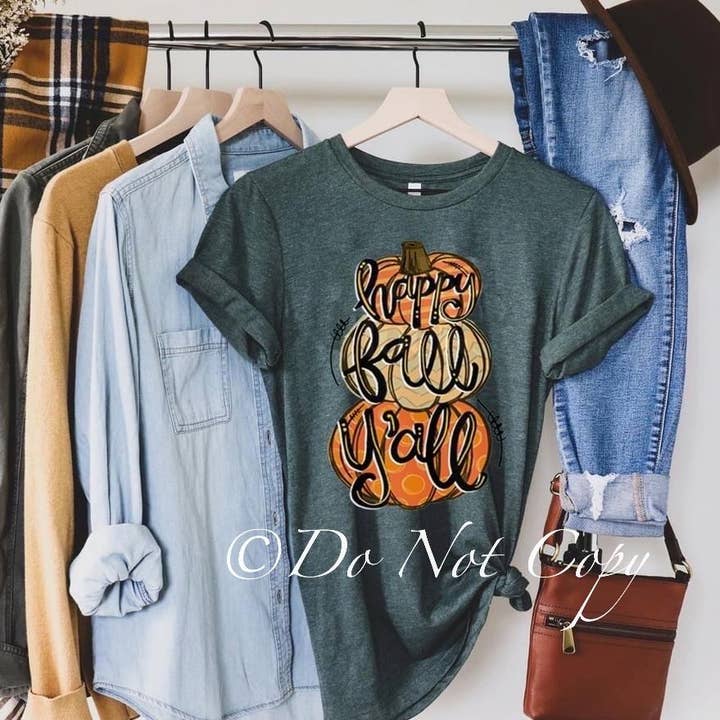 Happy Fall Y'all Bedrucktes T-Shirt für den Großhandel von Simple Tymes