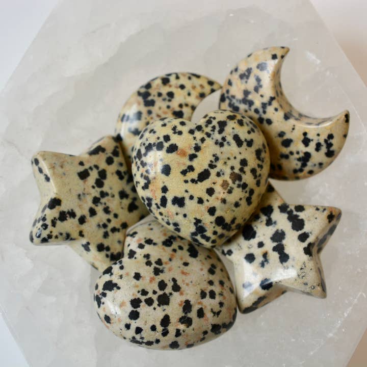 Dalmation Jasper Mini Hearts, Moons, Stars for wholesale by ASCEND