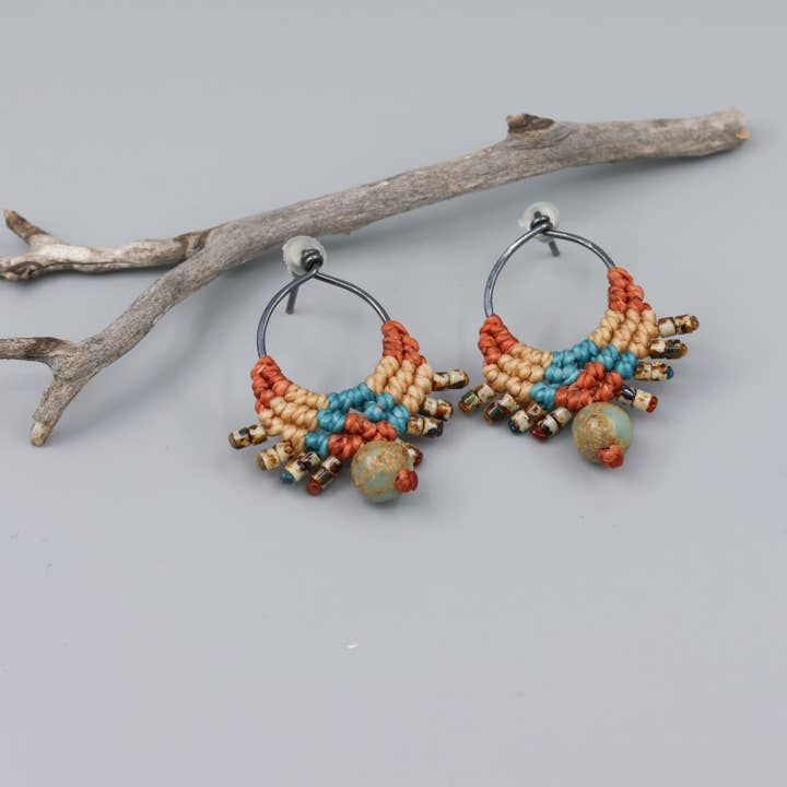 The Stitch Alliance - Wholesale Dangle Earrings - Sun Circle Macrame Earrings / Sterling Silver / Sedona5