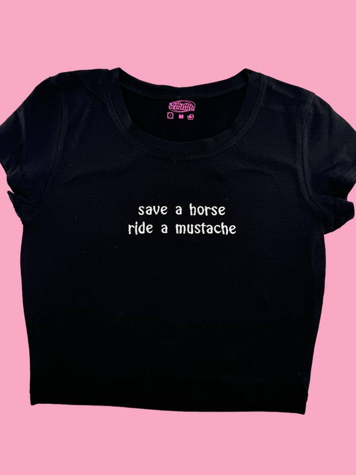 Sauvez un cheval, chevauchez une moustache T-shirt bébé brodé pour la vente par Totally Iced Out